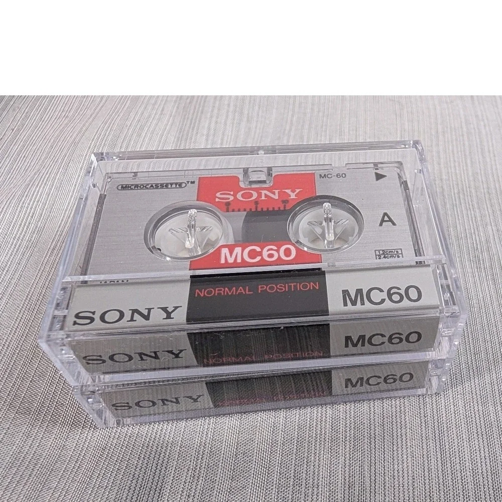 Sony Microcassette MC60 2-Pack Silver Normal Position Blank Tape Japan